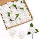 Ling's moment Flowers 25pcs 2.7" Fake Gardenia White Artificial Flowers with Stem, Fake Flowers for DIY Wedding Decorations Centerpieces Bouquets BoutonnieresFlores Artificiales para Decoracion (Wht-pure White)