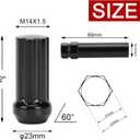 M14x1.5 Wheel Lug Nuts, 32pcs Black 14mmx1.5 Spline Lug Nut 2 Inch Tall with 1 Socket Key Compatible for Silverado Suburban Express Sierra Ram 2500 3500 F250 F350 8 Lug Aftermarket Wheels