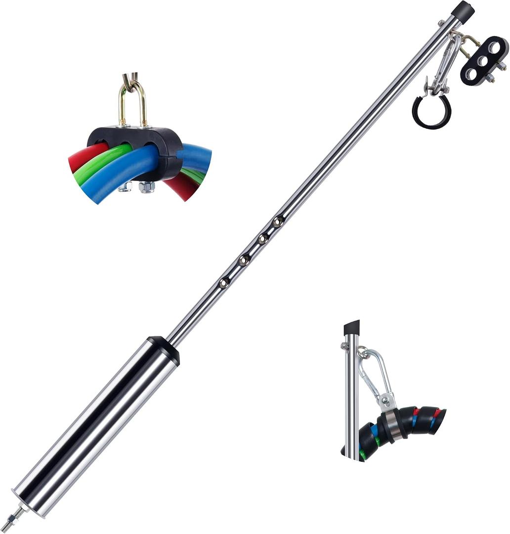 40 Swivel Pogo Stick for Semi Truck, Pogo Stick for Air Brake Line & Electric Power Cord Holder, Heavy Duty Stainless Steel Pogo Sticks with Clamp, 3 Hole Clamp, Lock Screw, Single Pogo Stick