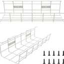 Under Desk Cable Tray - 2 Pack Cable Raceway for Wire Management. Metal Wire Organizer for Office, Studio and Home. Super Sturdy Cord Organizer for Desk - White Cable Management Under Desks