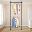 Heavy Duty Double Bar Clothing Rack  Adjustable Floor-to-Ceiling Clothes Rack, 2 Crossbars 220 lbs Capacity Each, Heavy-Duty Carbon Steel, No-Drill Installation, for Laundry Room, Bedroom & Boutique