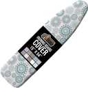 GORILLA GRIP The Original Ironing Board Cover and Pad, Silicone Coating, Thick Scorch Resistant Padding, Heavy Duty Iron Covers Standard Boards, Hook and Loop Fastener Strap, Spiral Turquoise, 15x54