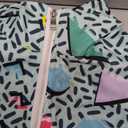 UOUA Women's 80s Color Block Outfits 2 Piece Tracksuit 90s Party Costume Summer Zip Up Windbreaker & Short Sets (Large)