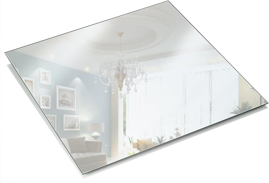 10 Inch Square Mirror Plate, Set of 12 - 1.5mm Thick Glass Plate Mirror Tiles w/ Smooth Edges - Perfect Candle Wedding Centerpiece Table Decorations, Home Accent Wall Decor, & More - PARNOO