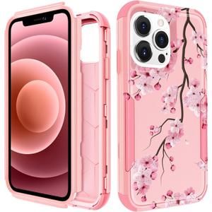 For iPhone 12 Pro Max Case - Women Cute Girls Phone Cover Girly Aesthetic Unique Design Kawaii Flower Heavy Duty Protective Hard Shockproof Military Grade Funda for iPhone 12 ProMax (Blossom Pink)