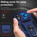 Case for iPhone XR Case with Tempered Glass Screen Protector and Slide Camera Cover, 360 Rotate Ring Stand Magnetic Cover for iPhone XR Blue