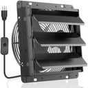 HG Power Upgraded 12 Inch Shutter Exhaust Fan, 764CFM High-Speed, 1400RPM Wall-Mounted Ventilation Fan for Shed, Garage, Greenhouse - with Mesh Screen, ON/OFF Switch & 8FT Power Cord, Black