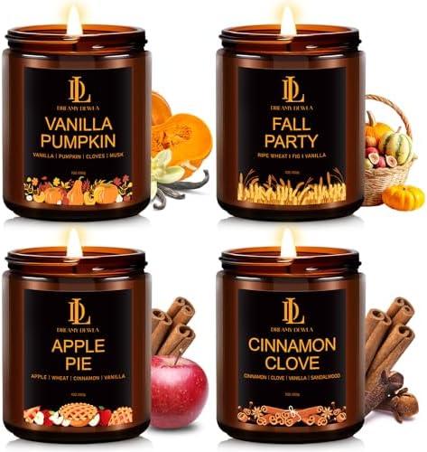 Fall Winter Candle Set, Winter Scented Candles for Home, 2 Pack Soy Candle Set, Holiday Christmas Gifts for Women Men, Christmas Scents of Vanilla Pumpkin/Cinnamon Clove/Apple Pie/Fall Party