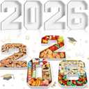 Mooliwe 4 Pcs 2026 Graduation Fillable Numbers for Charcuterie Class of 2026 Cardboard Number Grad Charcuterie Board Serving Trays Graduation Food Box for Tray Party Supplies(White)