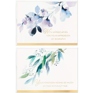 Hallmark Funeral Thank You Cards Assortment, Watercolor Flowers (50 Thank You for Your Sympathy Cards with Envelopes), 5.19 inches x 3.75 inches