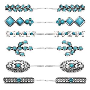 Western Turquoise Hair Clips Southwestern Country Cowgirl Hair Pin for Women Decorative Bobby Pins Western Turquoise Flowers HOWDY COWGIRL Retro Hair Pins Hair Accessories 12 Pack (HOWDY)