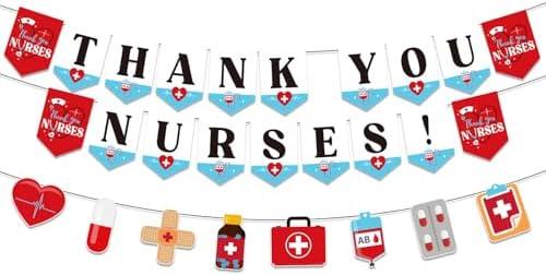 Soochat Thank You Nurses Banner Happy Nurses Week Banner Nurses Day Decorations for Nursing School Party Decorations Nursing Graduation Party Supplies Gifts