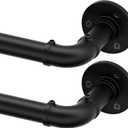 Curtain Rods for Windows 66 to 120, Industrial Heavy Duty Curtain Rods 2 Pack, Wrap Around Black Curtain Rod, Blackout Outdoor Curtain Rod, Room Divider Curtains Rod, 1 Inch Adjustable Drapery Rod