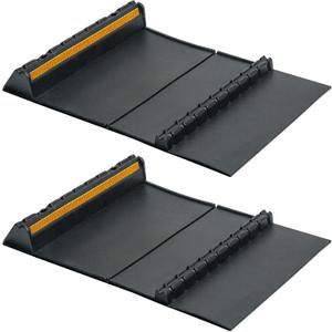 Car Parking Guide Mat, Durable Self Adhesive Anti-Skid Rubber Parking Mat, Wheel Stopper, 2 Pack FoldingTire Guides for Cars, Trucks, 23.6''x15.7''x2.8'' Black with Reflective Strips