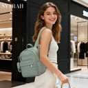 SYTRAH Mini Backpack for Women Small Backpack Purse, Anti Theft Backpack Waterproof Lightweight Puffer Back packs for Travel, Work with Coin Purse Green