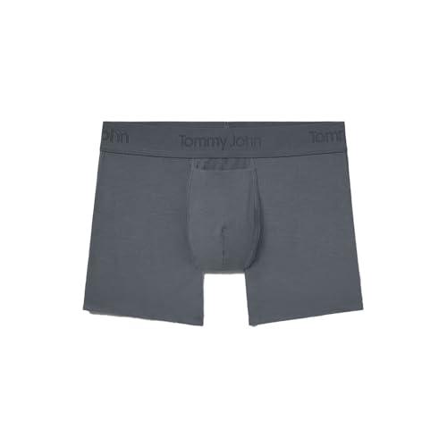 Tommy John Men's Trunk 4” Underwear, Second Skin Boxers with Supportive Contour Pouch, Soft Naturally Breathable Stretch Fabric Boxers for Men, Turbulence, Large 3 Pack