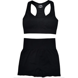 EUYIMOMO Leggins,Yoga Fitness Sports Pants Bra Fitness Set, High Waist Running Short Leggings Sports Set-Black Short Chest XL