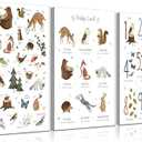 Animal Alphabet Numbers Wall Art Classroom Nursery Painting Wall Decor Educational ABC Poster Kids Playroom Picture Prints Positive Affirmations Animal Canvas Artwork for Boy Girl Room 12x16 Inch