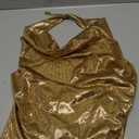 Milumia Women Metallic Halter Y2k Crop Tops Ruched Backless Cowl Neck Party Club Rave Sleeveless Shirts (X-Large, Yellow)