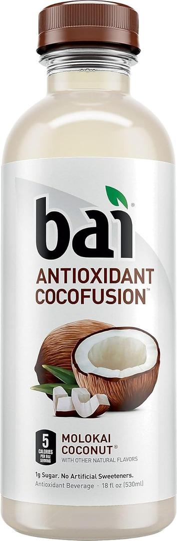 Bai Cocofusions Molokai Coconut, Antioxidant Infused Beverage, 18 Fl. Oz. Bottles (Pack of 12) BBD 03/20/26