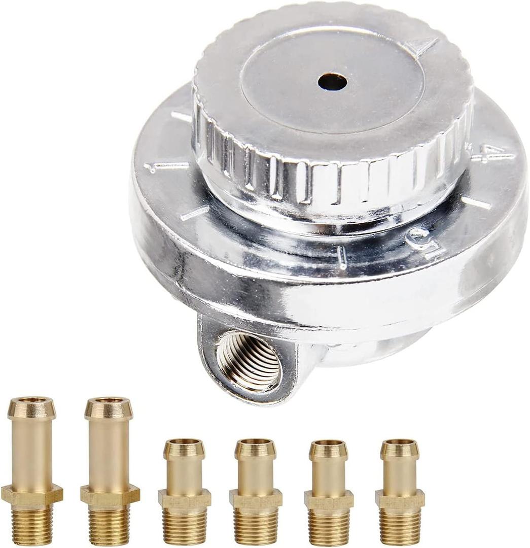 9710 Fuel Pressure Regulator Kit: Manual 5-Speed Adjustable Engine Carburetor Carb With 1/4", 5/16",3/8" Fuel Adapters