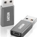 XAOSUN [10Gbps] USB C Female to USB Male Adapter (2-Pack), 3.1 USB A to C Adapter, SuperSpeed Data Sync & 100W Fast Charging for iPhone 15 16 Plus Pro Max, Laptop, Charger, Quest Link, etc. Gray