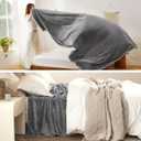 Bedsure GentleSoft Fleece Bed Blankets Queen Size Grey - Soft Warm Spring Blanket Lightweight Cozy Anti-Static Microfiber, Room Home Decor Gifts for Women and Men, 90x90 inches