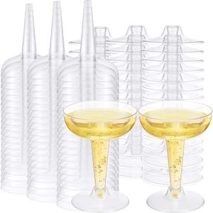 Boao 102 Pack Champagne Glasses 4 oz Plastic Martini Glasses Unbreakable Disposable Cocktail Cups Stackable Margarita Cups for Wedding Bar Birthday Party Wine Food Dessert(Clear,Classic)