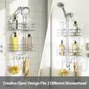 SRIWATANA Shower Caddy Organizer Hanging Over Head, Bathroom Shower Rack Hanger with Hooks for Razors - Chrome