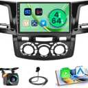 [8 Core 4+64GB] Hikity Wireless Carplay Stereo for 2005-2014 Toyota Fortuner Hilux Android Radio, 9'' Touch Screen Hilux Car Stereo, Android Auto, 32EQ DSP, WiFi, GPS, SWC, Mic, Backup Cam