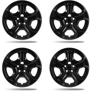 17-inch Hubcaps Compatible with Ford Escape 2013-2025; Silver Wheel Covers; Set of 4 pcs (Glossy Black)