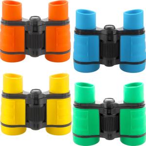 4 Pack Kids Binoculars 4x30 Binoculars for Kids Mini Compact Binocular Toys Shockproof Small Telescope for Bird Watching Camping Outdoor Play (Colors May Vary)