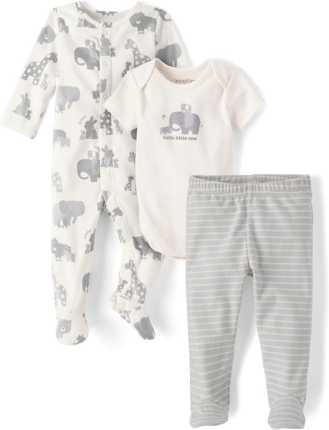 The Children's Place,Unisex Baby,and Newborn 100% Cotton Take Me Home 3Piece Long, Short Sleeve Bodysuit, and Pant,Bunnys Tail Set,0 Months,3 Months