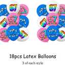 6 7 Birthday Decorations, 6 7 Birthday Theme Decoration 5 Set Includes Banner, Large Cake Topper, 6 x Hanging Swirls, 24 x Cupcake Toppers, 18 x Ballons