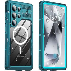 for Samsung Galaxy S24 Ultra Waterproof Case, [Fit for Magsafe] [Built-in Screen Protector] [Military Shockproof], IP68 Water Proof Rugged Heavy Duty Magnetic Case for S 24 Ultra 6.8", Teal
