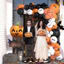 3 x HOUSE OF PARTY Halloween Balloon Garland Kit 80 Pcs - 5/10/12/18 Inch Orange and Black White Balloon Arch with 1 Pumpkin Foil Balloon, PVC Bats & Spider Web For Halloween Party Decorations