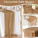 2 Pack 10 Ft Cheesecloth Table Runner Brown Gauze Long Table Runners Boho Gauze Cheese Cloth Table Runner Rustic Sheer Runner for Wedding Party Table Decor ( 35 x 120 Inch )