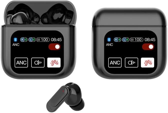 True Wireless ANC Noise Cancelling Earbuds with Bluetooth 5.4, LED Touch Screen, Deep Bass Stereo Sound, and Built-in Mic  Ideal for Gaming, Compatible with Android, iOS, Tablets, and Laptops.