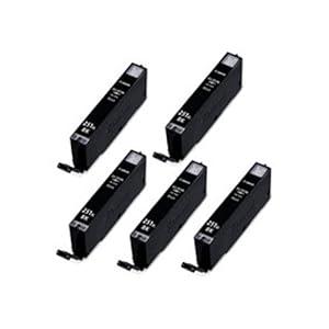 Amsahr CLI251XL Remanufactured Replacement canon Ink Cartridges for Select Printers/Faxes  Includes 5 Black Cartridges Ink