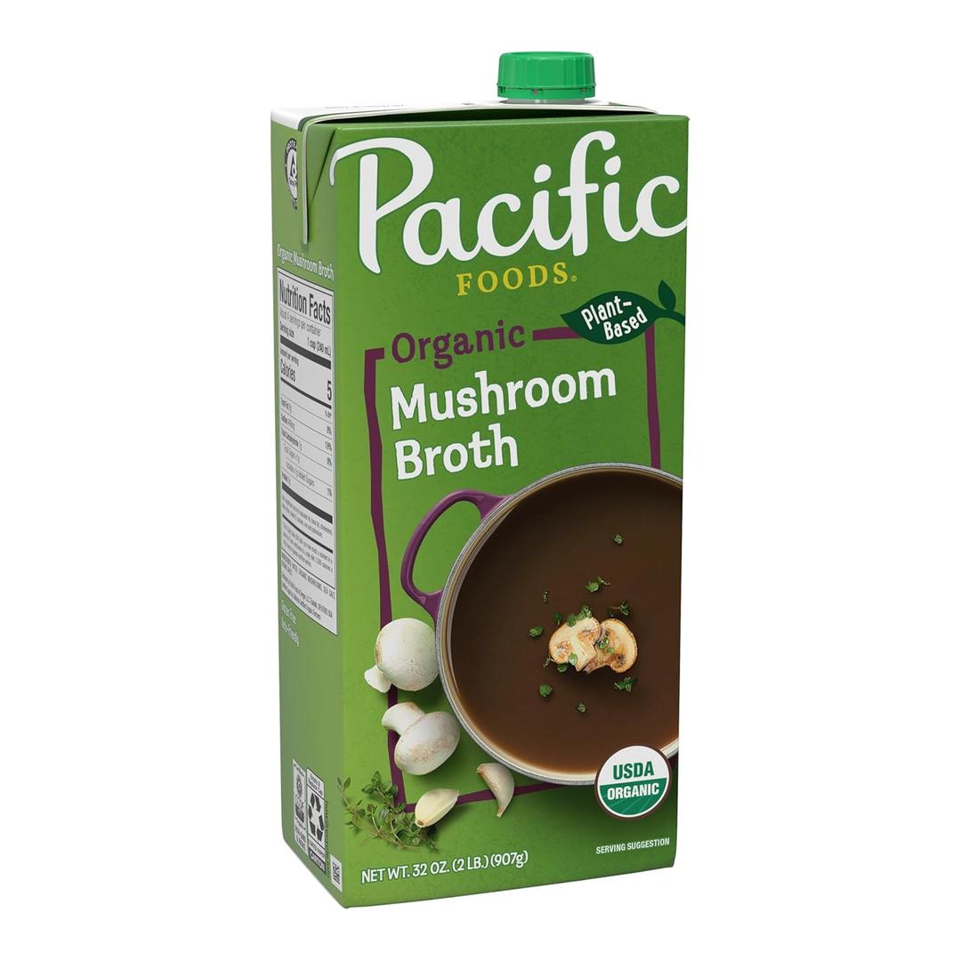 Pacific Foods Organic Mushroom Broth, 32 oz Carton (32 Fl Oz (Pack of 1)), BB JAN 15 2026