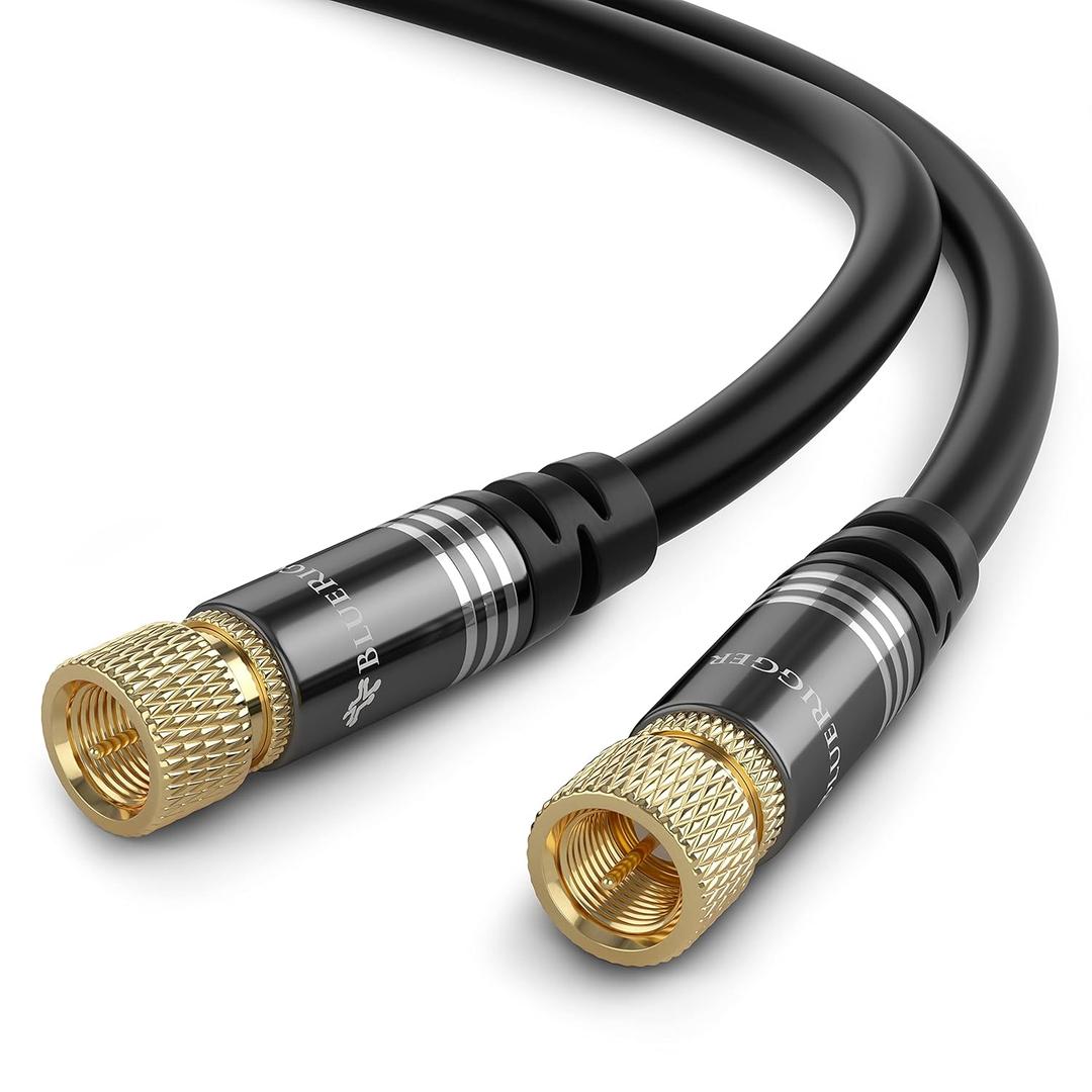 BlueRigger RG6 Digital Coaxial Audio Video Cable (25FT, Male F Type Connector, Triple Shielded) – Coax Cable for HDTV, CATV, DVB-T2/C/S, Modem, Radio, Satellite Receivers