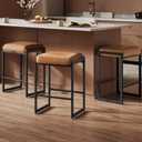 VASAGLE EKHO Collection - Bar Stools Set of 2, Counter Height Bar Stools, Synthetic Leather with Stitching, Mid-Century Modern Counter Stools, 26-Inch Tall, Kichen Home Bar Dining Room, Caramel Brown