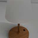 Outdoor Table Lamp/Cordless USB Rechargeable 4000mAh / 2700K LED/Touch Dimmable/Portable Battery Operated / IP44 Waterproof/PE Shade/Bedroom Dinning Camping Patio (9.6in, Wood Grain)