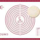 Silicone Pastry Mat Dough Baking Bread Sourdough Fondant Pie Dough Pizza,Silicone Baking Mat Cookie Sheet for Kitchen Counter with Measurements 32x24" Red (31.5"L x 23.6"W)