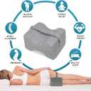 Knee Pillow for Side Sleepers, Memory Foam Leg Pillow for Side Sleeping, Cooling Knee Pillow with Strap for Hip Pain, Back Pain, Sciatica Pain Relief, Spine Alignment (Square-Grey)