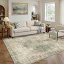 Vintage 5x7 Area Rug for Bedroom, Washable Green Rugs for Living Room, Dining Room, Kitchen, Boho Indoor Soft Rugs for Classroom, Playroom, Non Slip Low Pile Distressed Carpets for Dorm Office