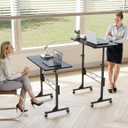 HOMIDEC Standing Desk, 32 Inch Portable Small Desk Adjustable Height, Rolling Home Office Desks with Wheels, Sit Stand Desk for Bedroom Walking Pad Home Office Small Space, Black