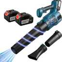 Cordless Leaf Blower, 21V 450CFM/250MPH Handheld Electric Blower with 2 Batteries & Charger, 4-Speed Adjustable, 2 Nozzles for Yard Lawn Care, Blowing Leaves and Snow