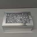 Luxury Mirrored Jewelry Box with Crushed Diamond - Glass Jewelry Box Organizer Storage for Women, Ring Holder Case for Dresser and Decorative (Silver)