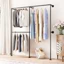 DR.IRON Industrial Pipe Clothing Racks with Double Bar, Industrial Black Clothes Racks Wall Mounted, Heavy Duty Closet Rods for Hanging Clothes Organizer Storage,
43.7"D x 3.74"W x 78.7"H